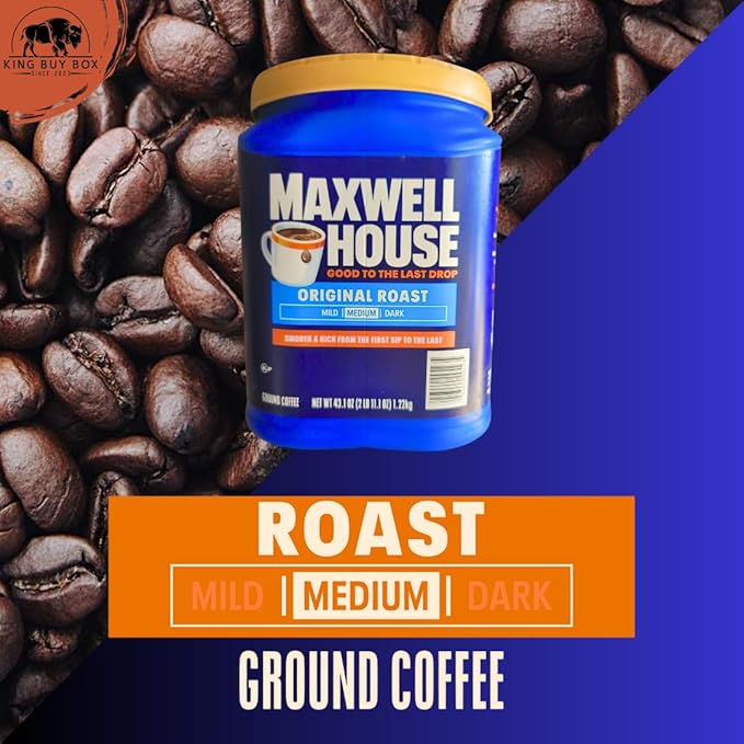 KING BUY BOX Cup 1 PCS Bundle with Original Roast Ground Coffee (43.1 oz 3 Pack)