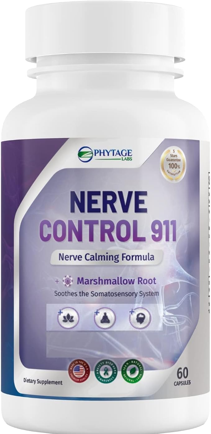 Nerve Control 911 - Natural Plant Based Nerve Health Supplement Capsules- 2 Pack