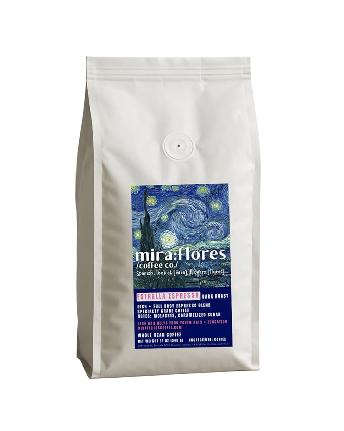 Miraflores Coffee Co Specialty Whole Bean Coffee Premium Roast (32oz Dark Espresso Estrella)