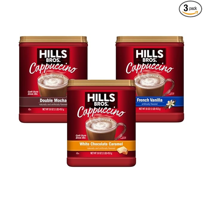Hills Bros. Cappuccino (Double Mocha White Chocolate Caramel &amp French Vanilla) Variety Pack