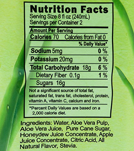 Vivaloe Honeydew Flavor Aloe Beverage All Natural Aloe Vera Juice 16.9 fl. oz./500 ml 12 Count