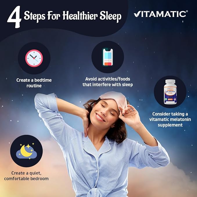 Vitamatic Melatonin 20 mg Tablets –Natural Berry Flavor – 120 Vegetarian Tablets per Bottle – 6 Bottles (Total 720)