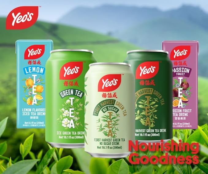 Yeo’s Lychee Drink 10.1 fl oz – Sweet Tropical Lychee Fruit Beverage Ready to Drink Serve Chilled or Over Ice (Pack of 24 Cans)