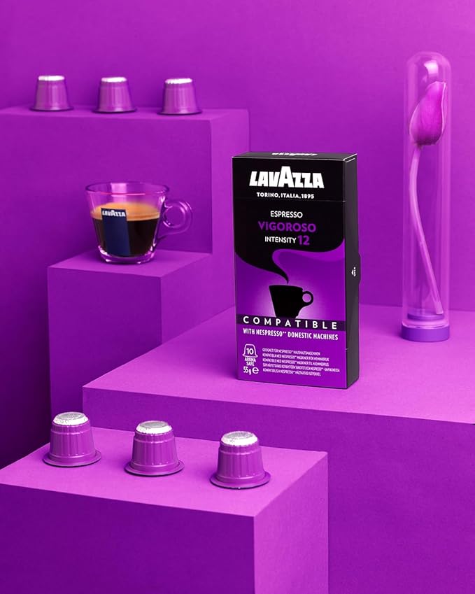 Lavazza Premium Coffee Corp Nespresso OriginalLine Compatible Capsules Avvolgente Espresso Lungo Dark Roast Coffee 10 ct
