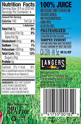 Langers Juice 100% All Tart Cherry 32 Fl Oz (Pack of 6)