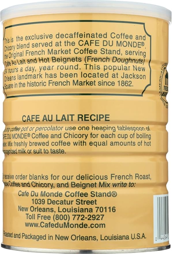 Cafe Du Monde Chicory Decaffeinated Coffee Net Wt. 13 oz (2 Pack)