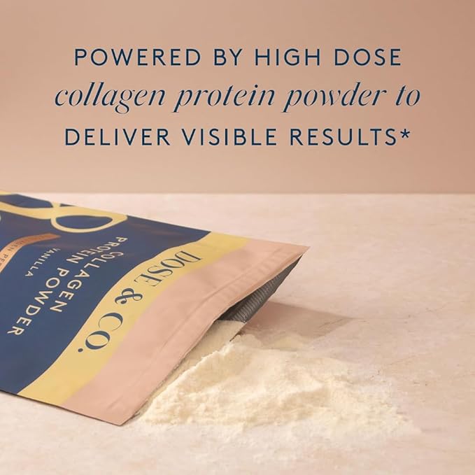 DOSE &amp CO. Collagen Protein Powder Vanilla 14.8 Oz | Hydrolyzed Type I &amp III Bovine Collagen with 20g Protein per Serving - Supports Muscle Recovery Hair Skin &amp Nails | Non-GMO &amp G