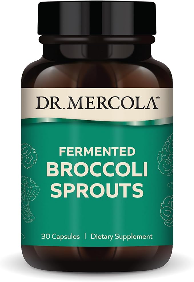 Dr. Mercola Organic Fermented Broccoli Sprouts - Provides Super Antioxidants - Supports Detoxification Processes - Organic Whole Broccoli - Non-GMO Gluten-Free &amp Soy-Free - 30 Capsules (30 Servin