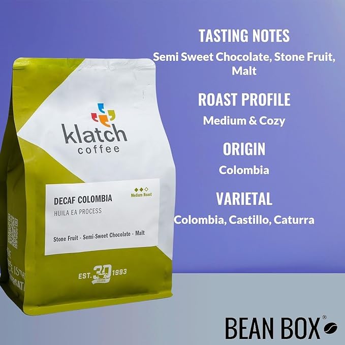 Decaf Colombia Huila EA - Roasted by Klatch Coffee - Whole Bean Coffee - 2 Pound Bag