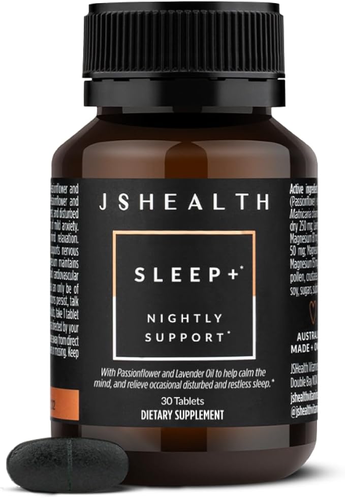 JSHealth Sleep Aid with Magnesium Lavender &amp Passionflower - Sleep Supplement for Adults - Non-Drowsy Supplement Calms Body &amp Mind 30 Capsules