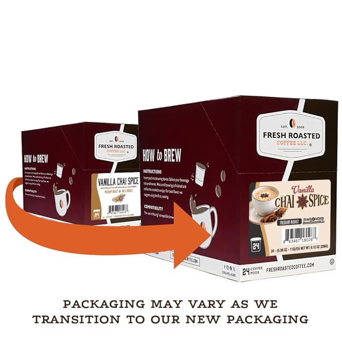 Fresh Roasted Coffee Vanilla Chai Spice Flavored Coffee Pods K-Cup Compatible 24 Count