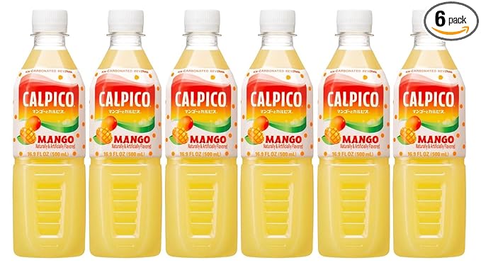 CALPICO Smooth Creamy &amp Refreshing Non-Carbonated Beverage Sweet and Tangy Japanese Lactic Acid Drink 16.9 Fl oz (Pack of 6)