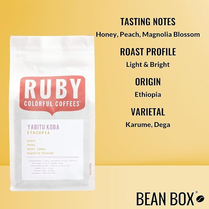 Ethiopia Yabitu Koba - Roasted by Ruby Coffee Roasters - Whole Bean Coffee - 12 Ounce Bag