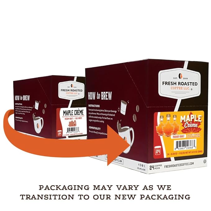Fresh Roasted Coffee Maple Crème Flavored Coffee Pods 72 Count
