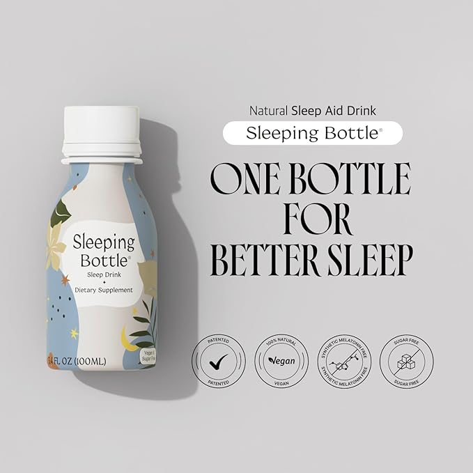 Sleep Aid Drink Melatonin Free Vegan No-Sugar Cherry Flavor (3.4 Fl Oz Pack of 6)