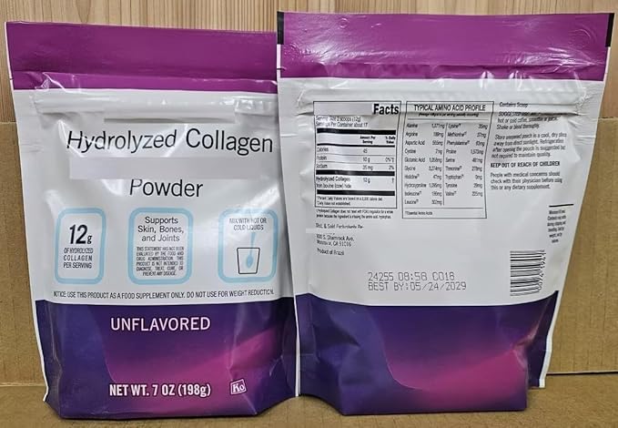 Trader Joe Hydrolyzed Collagen Unflavored Powder 7oz 198g (Two Bags)
