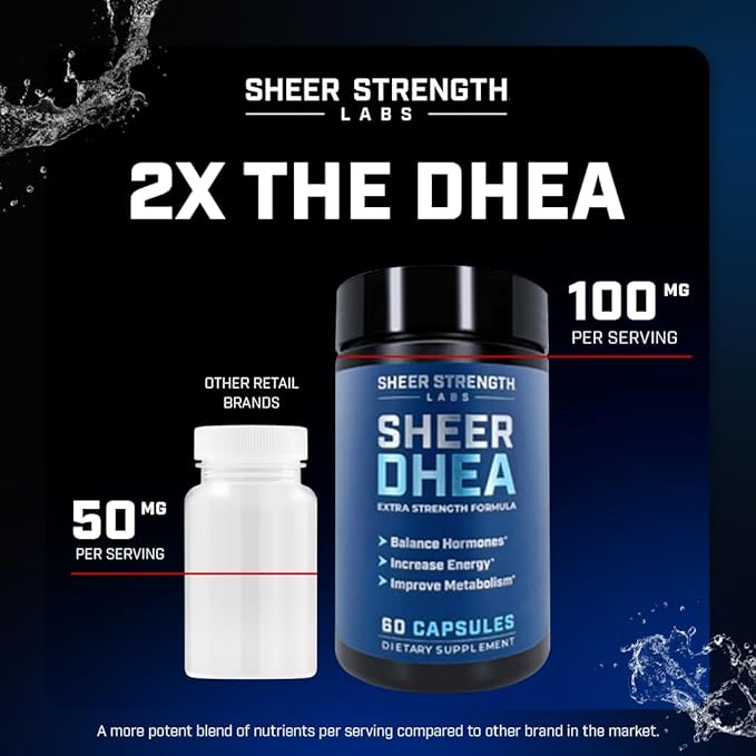 DHEA Supplement for Men DHEA 100mg - Pure DHEA Supplement for Men for Strength and Hormone Balance - DHEA for Women and Men - High Purity Enhanced Absorption 60 SV USA