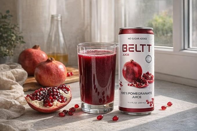 BELTT Pomegranate Juice 11.1 oz (Pack of 12) – 100% Fruit Not From Concentrate No Added Sugar No Preservatives Natural Antioxidant-Rich Beverage