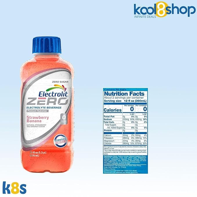 Electrolit Zero Strawberry Hydration Drink with Electrolytes 21 fl oz Plastic Bottle 10 Pack + 1 Microfiber Cooling Towel by KOOL8SHOP Infinite Deals