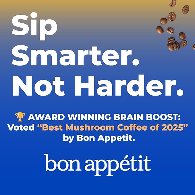 Shroomi Award-Winning Mushroom Focus Coffee - 16000mg Lions Mane Blend | Organic Brain Coffee Ground with Reishi and Chaga | Mental Clarity and Calm Energy | Half Decaf Blend for Calm Evenings and St