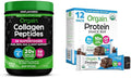 Orgain Hydrolyzed Collagen Powder + 50 Organic Superfoods 20g Grass Fed Collagen with Vitamin C Unflavored Organic Vegan Protein Bars Chocolate Brownie - 10g Plant Based Protein Bundle