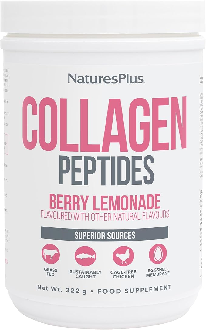 NaturesPlus Collagen Peptides Berry Lemonade - 0.8 lb Powder - Hair Skin Nail &amp Joint Health Immune System Support - Non-GMO Gluten Free - 14 Servings
