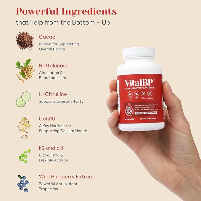 4 Pack - Support for Normal Blood Pressure - Supports Blood Flow &amp Arteries - with CoQ10 L-Citrulline and K2 &amp D3-60 Capsules