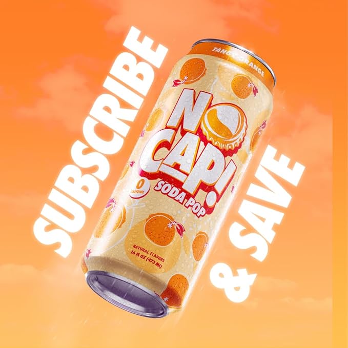 No Cap Soda Pop Tangy Orange 16 fl oz (Pack of 12)