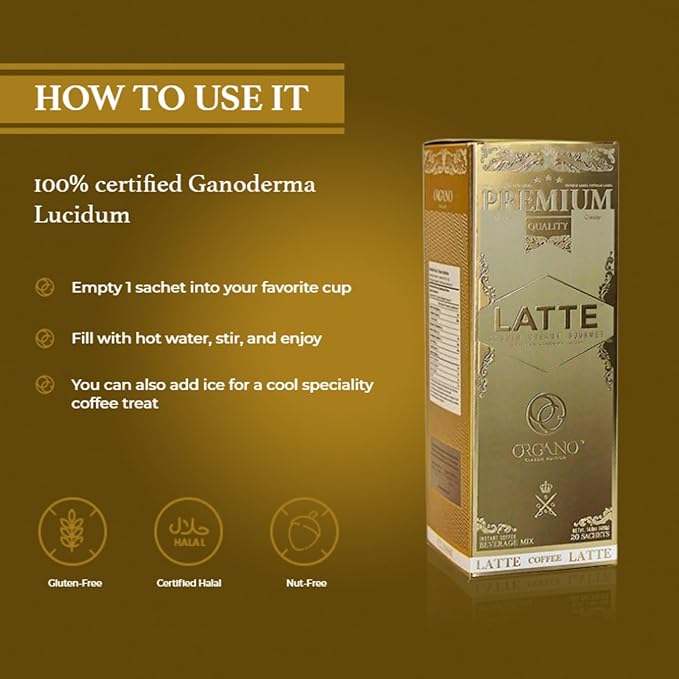2 boxes ORGANO Gourmet Cafe Latte 100% Certified Ganoderma Lucidum (40 Sachets)
