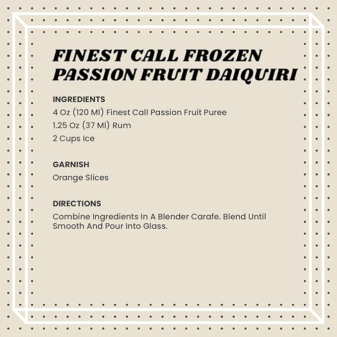 Finest Call Premium Passion Fruit Puree Drink Mix 1 Liter Bottle (33.8 Fl Oz) Pack of 3