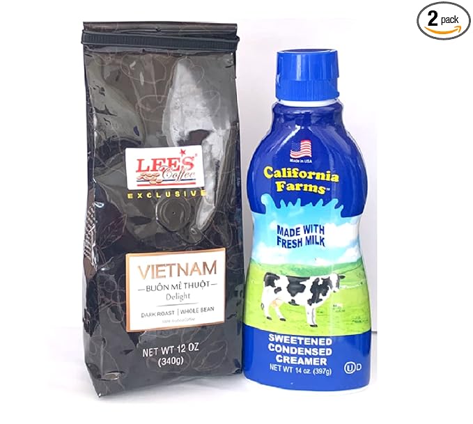 Delicious Vietnamese Milk Coffee Style - Buon Me Thuot Dark Roast Whole Bean Coffee and Condensed Milk