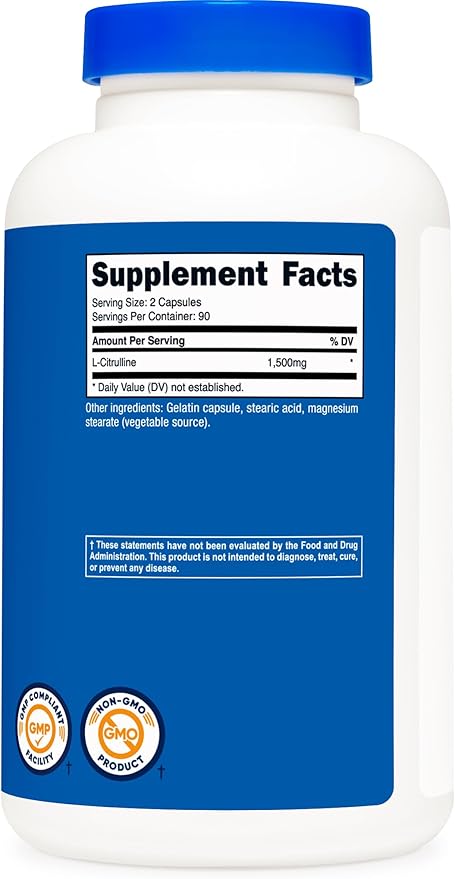 Nutricost L-Citrulline 750mg 180 Capsules (2 Bottles)