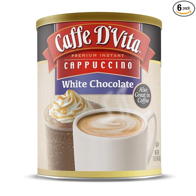 Caffe D'Vita White Chocolate Mix - Gluten Free No Cholesterol No Trans Fat 99% Caffeine Free Instant Coffee Mix - 96 Oz (Pack of 6)