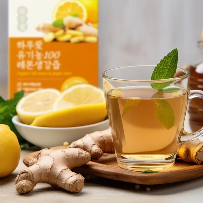 [30 Sticks] Organic 100% Pure NFC Lemon Ginger Juice Sticks – 15g Each – Balanced 50/50 Blend Cold Pressed Non-GMO No Sugar Added