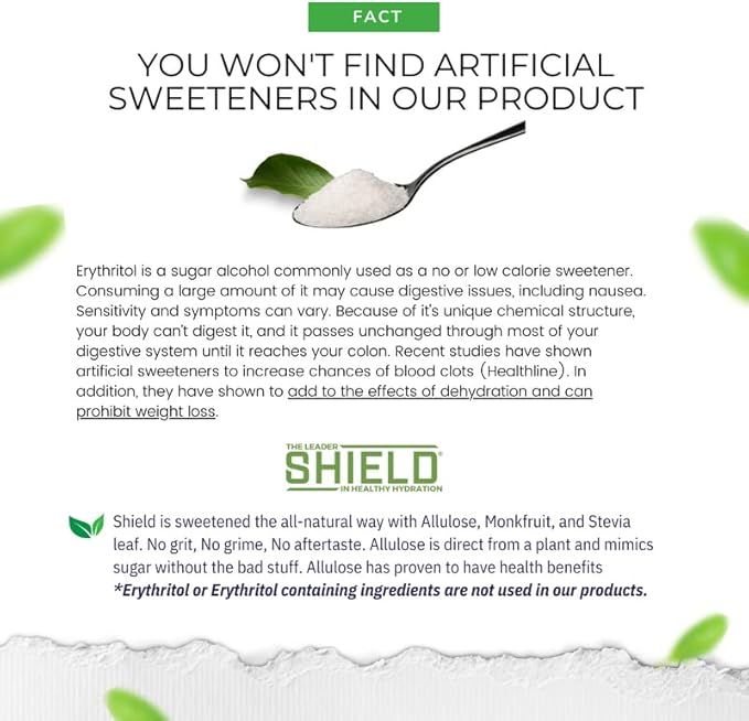 SHIELD Zero | Sugar-Free Electrolyte Replenisher Powder Packets | Natural Ingredients| Clean &amp Clear with no Dyes and No Artificial Sweeteners | Electrolyte Replenisher | Sugar Free Electrolyte Dr