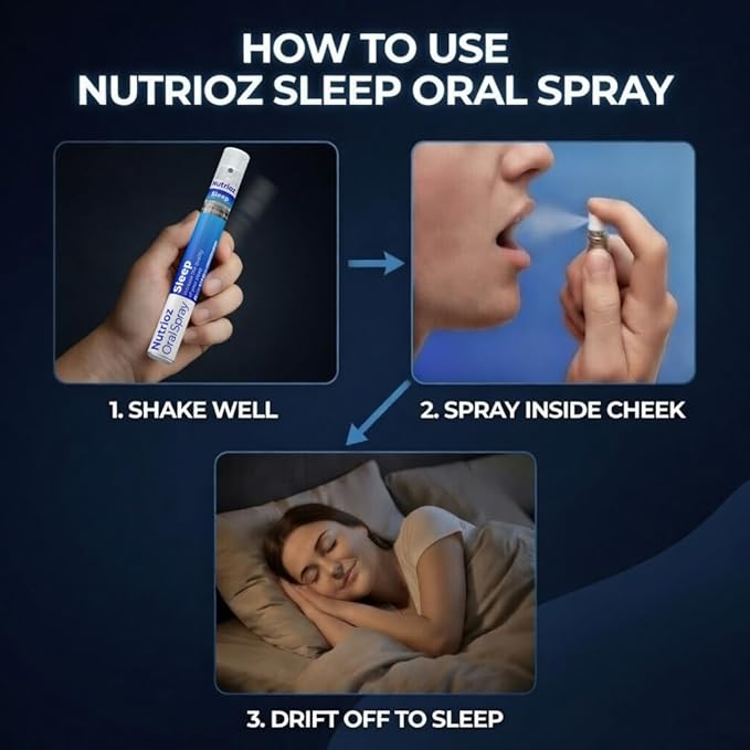 Sleep Oral Spray – 240 Sprays – Melatonin + 5-HTP + L-Theanine for Restful Sleep – Vegan Made in USA