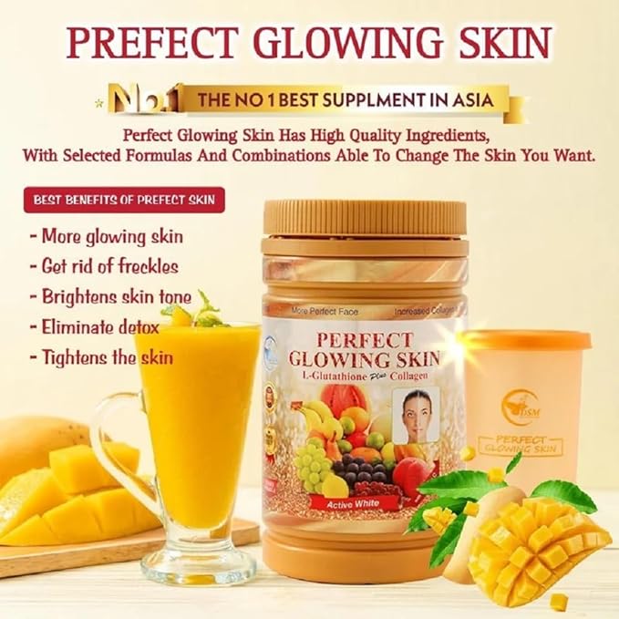 DSM Health Worldwide Phyto Collagen Perfect Glowing Skin with L-Glutathion Plus and Collagen Active White Powder Supplements 850g Jar