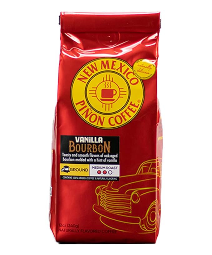 New Mexico Piñon Coffee Naturally Flavored Coffee (Vanilla Bourbon Ground 12 Ounce)