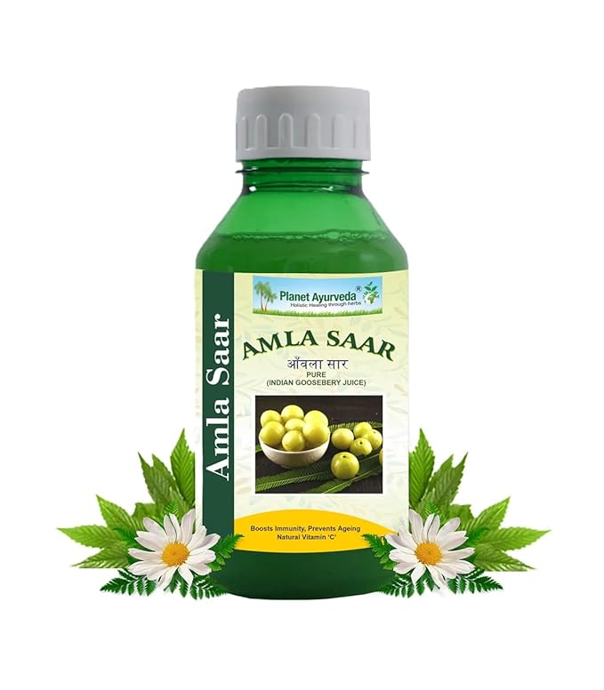 Planet Ayurveda Gooseberry Juice | Organic &amp Pure Amla Fruit Juice | No Sugar Added | Natural Source of Vitamin C for Hair Eye Teeth &amp Nails (500 ML)