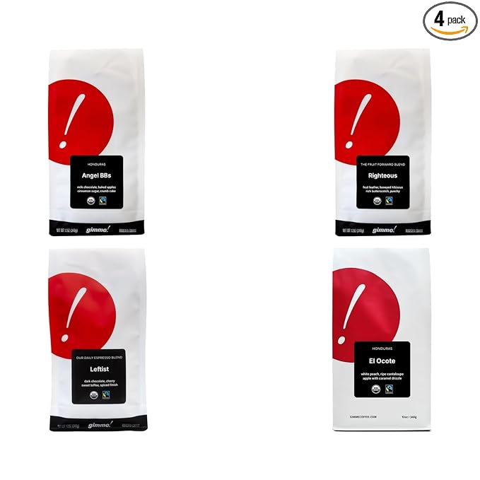 Bean Box Coffee Sampler - Roasted by Gimme! 4-Pack Whole Bean Coffee Gourmet Coffee