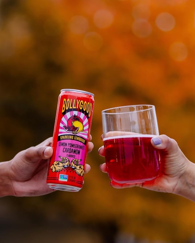 Bollygood Sparkling Lemonade Lemon Pomegranate Cardamom Indian Inspired Beverage Nimbu Pani No Artifical Colors or Flavors Non-GMO Project Verified 12 FL OZ Cans (Pack of 12)