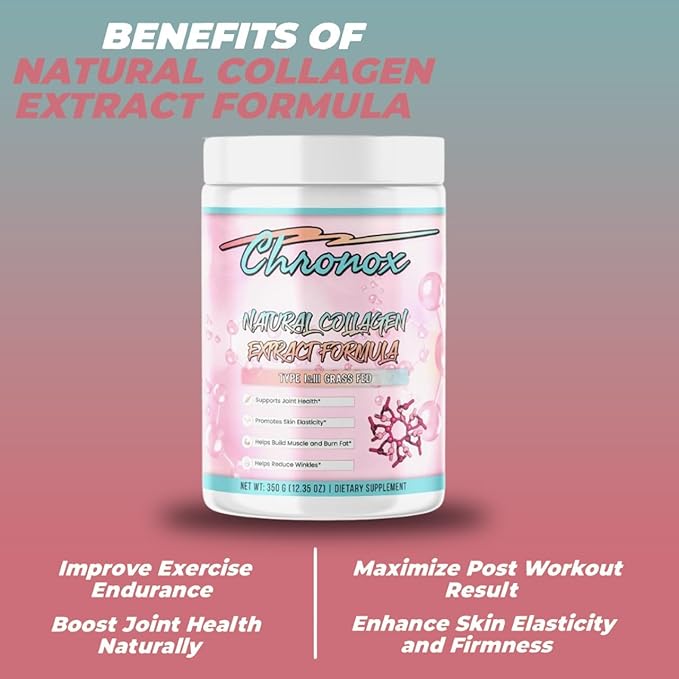 Chronox Collagen Peptides Powder – Hydrolyzed Collagen for Skin Hair Nails &amp Joints – Unflavored Grass-Fed Easy to Mix – 16 oz