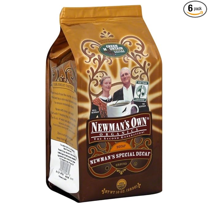 Newman's Own Organic Special Decaf Ground Coffee 10-Ounce Bag (Pack of 6)