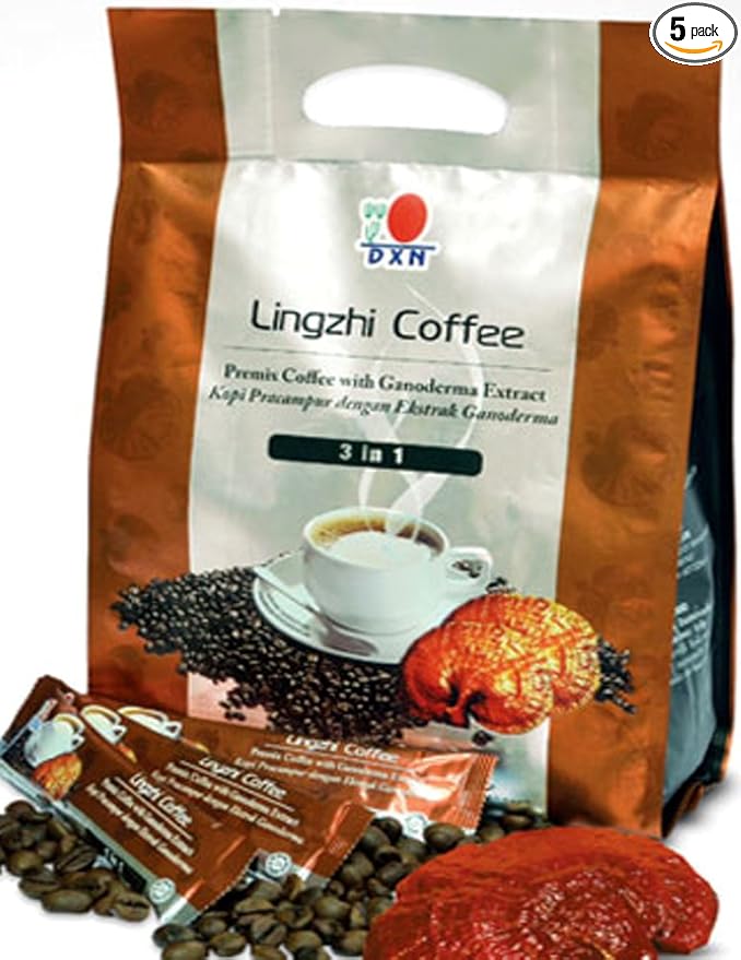DXN Lingzhi 3 in 1 Coffee with Ganoderma (Red Reishi) (5 Pack)