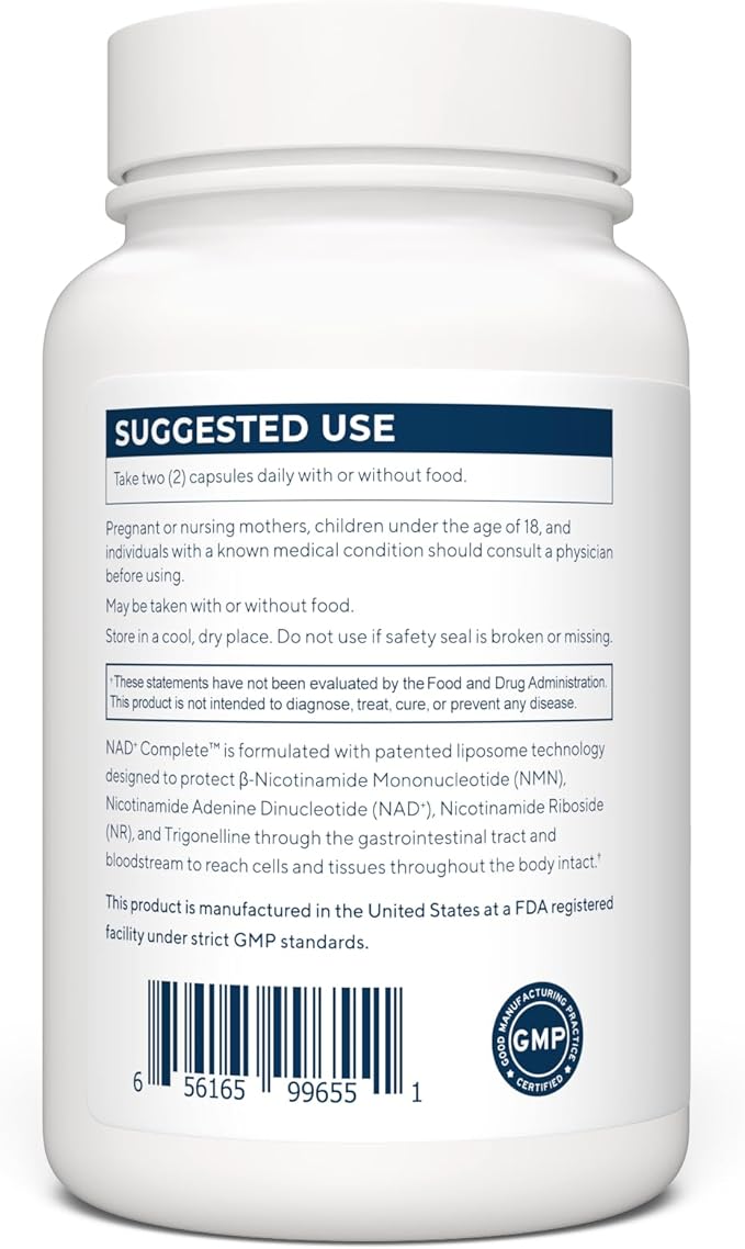 RENUE by SCIENCE NAD+ Complete | 120 Liposomal NAD Supplement Capsules with NMN NR &amp Trigonelline - 310mg NMN &amp 160mg NAD per Serving | Bioavailable Formula for Increased Absorption | Made in