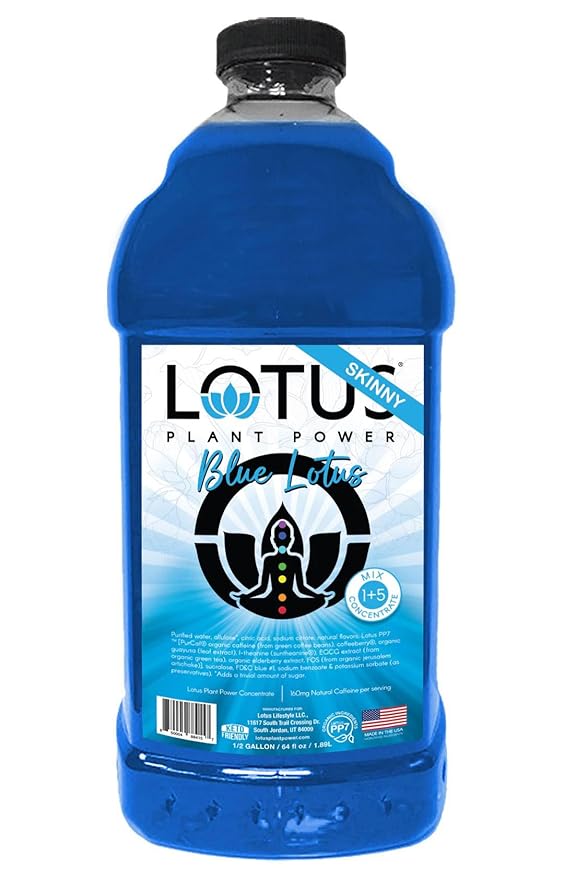 Lotus Energy Drink Concentrate 64 fl oz (Skinny White &amp Skinny Blue) Pack of 2