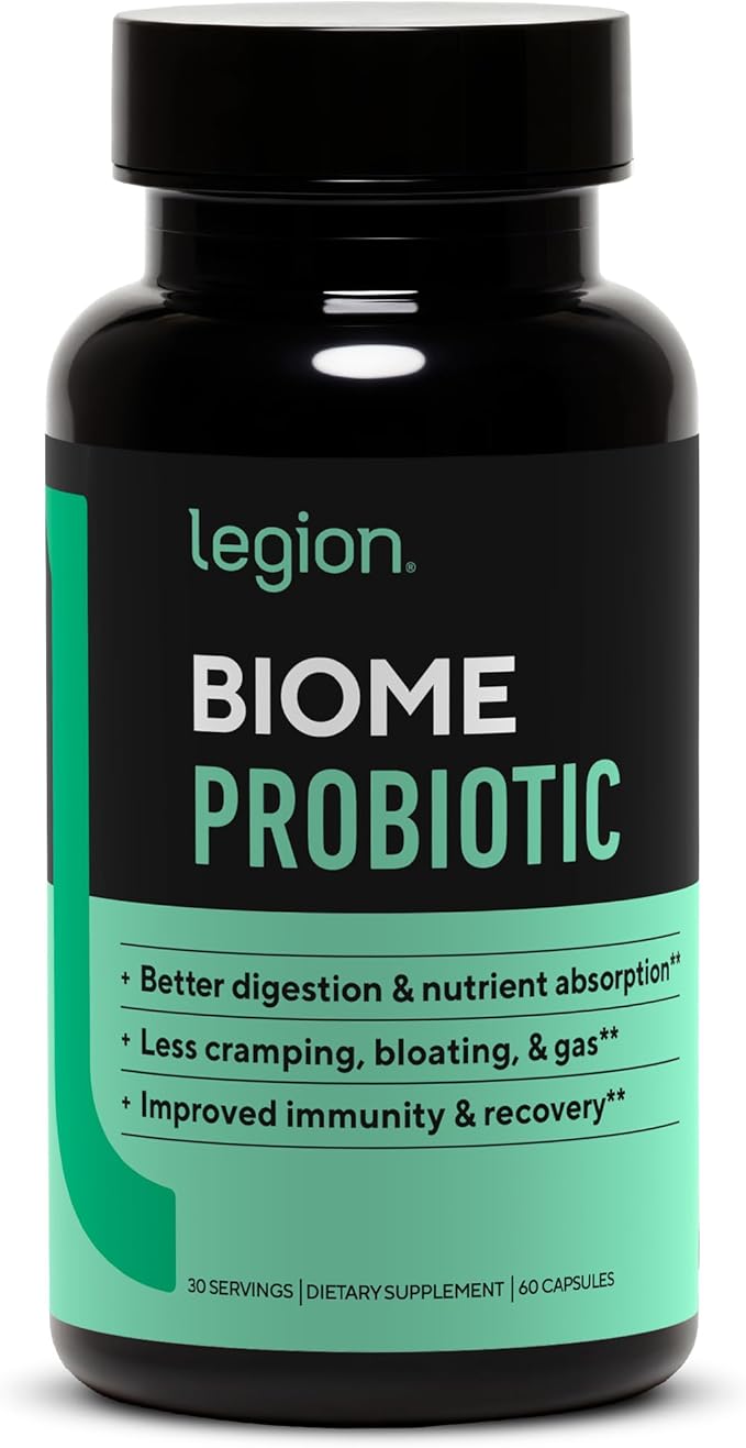 LEGION Biome Probiotic - Natural Probiotics Gut Health Supplement for Women &amp Men - Probiotic Nutritional Supplements Help Reduce Bloating Cramping &amp Gas - Colon Health Probiotic Pills 30 Se