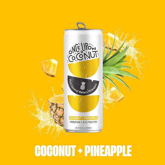 Once Upon a Coconut Premium Pineapple Coconut Water - Low Calorie All-Natural Drink with Electrolytes - Non-GMO - Gluten-Free -10.8 Fl Oz (Pack of 12)