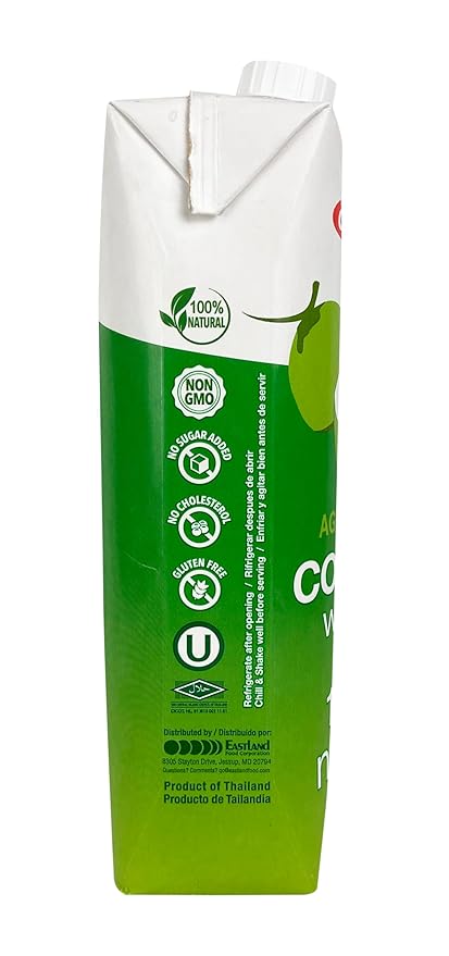 Cocoking Coconut Water 100% Natural Non-GMO Verified No Added Sugar 33.8 FL OZ (1L) Pack of 12