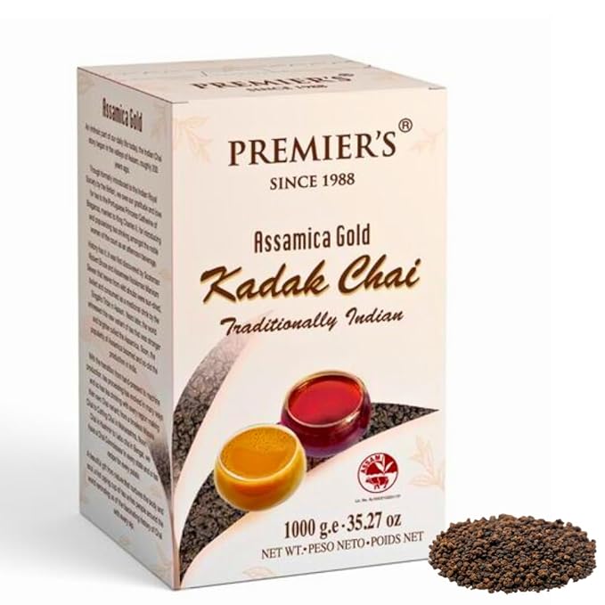 Premier’s Assamica Gold Kadak Chai | Strong Loose Leaf CTC Black Tea | Authentic Indian Chai – Bold Robust Flavor | Traditional Tea for Milk &amp Sugar (35.27oz / 1000g 1 Pack)